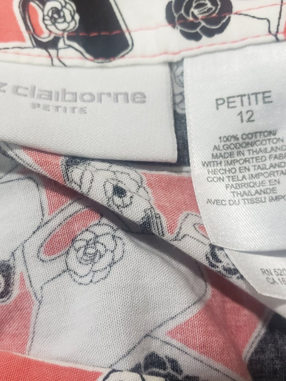 Liz Claiborne 12P A-Line Skirt Orange Black White Graphic Print 100% Cotton - Picture 5 of 8